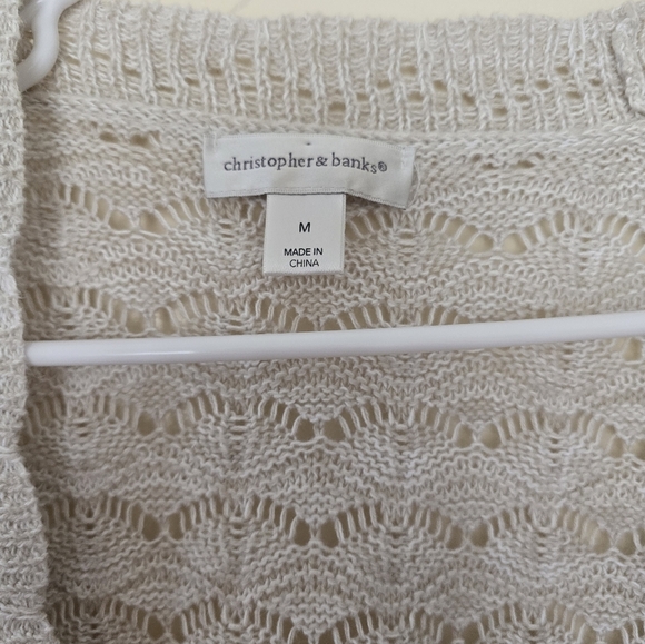 Christopher & Banks Cream Textured Cardigan Sweater - Picture 2 of 3